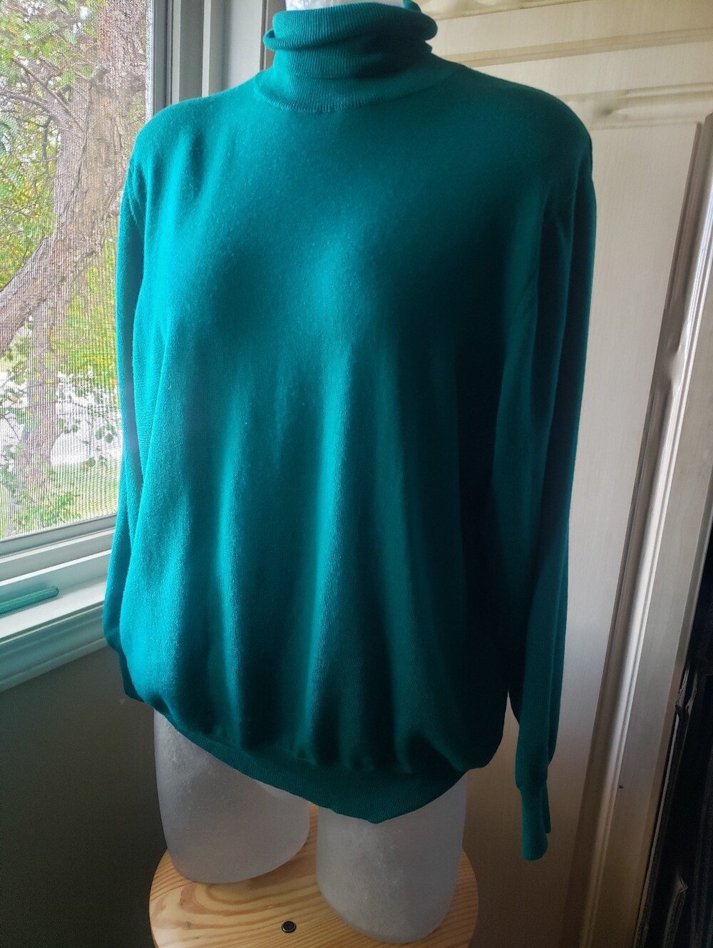 Vintage 100% Wool Classic Teal Turtleneck Sweater - Women's Made In Italy